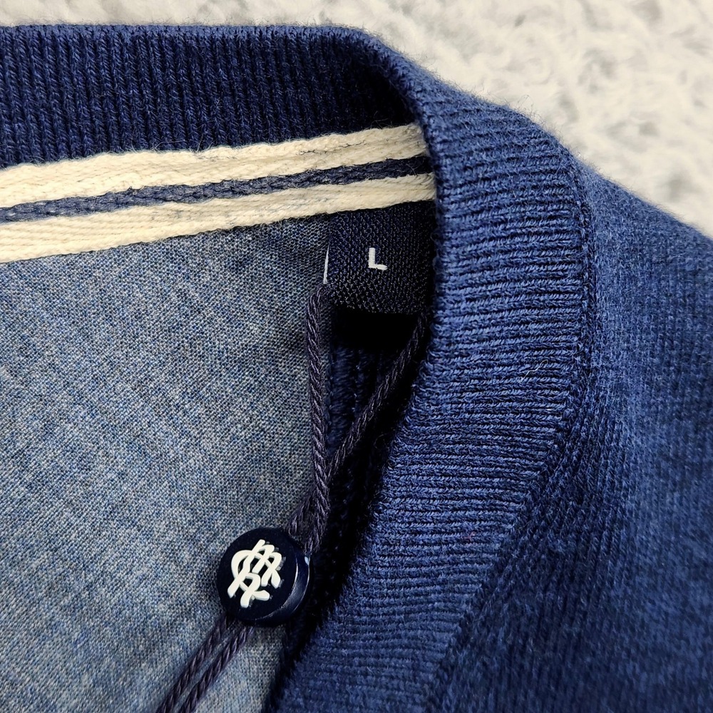 MCNEAL Sweater Vest Mens Large Blue V Neck Cotton Stretch Knit Pullover NEW - Picture 4 of 15